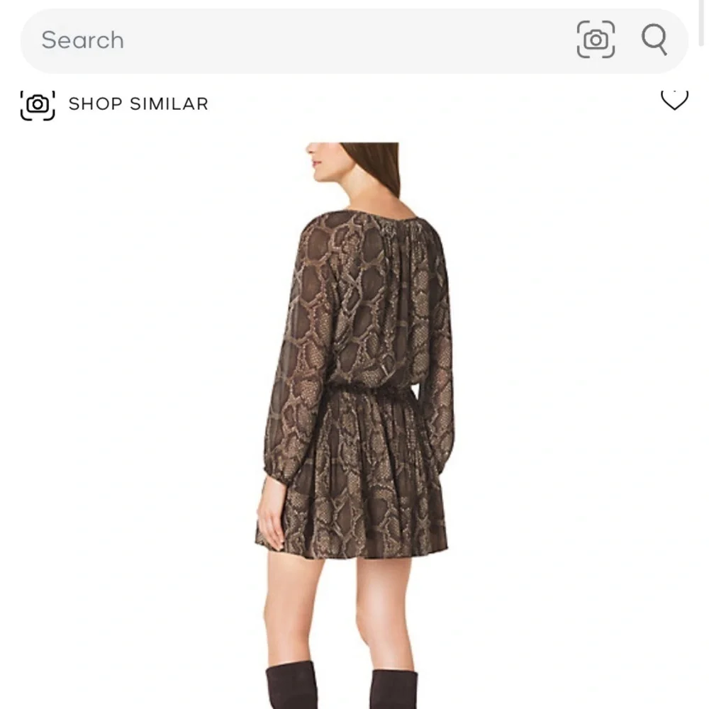 Michael Kors size Medium brown/green Python print Peasant Dress Boho festival